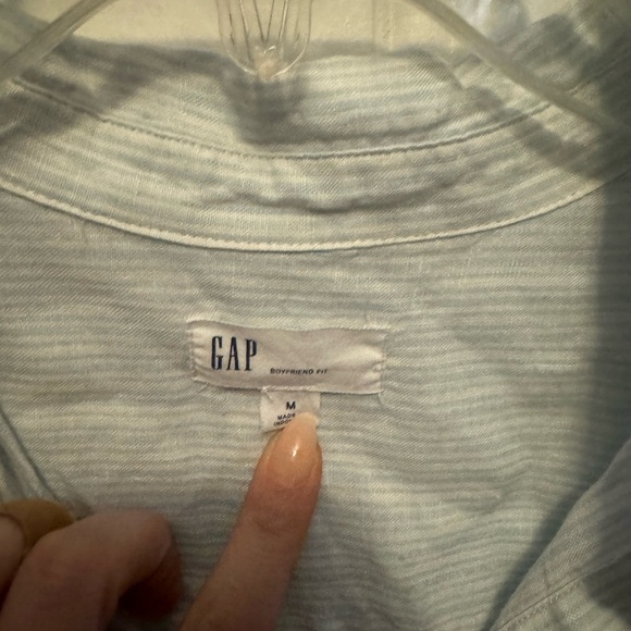 GAP Blue & White Striped Button Front Long Sleep Top - Size Medium - Picture 3 of 6